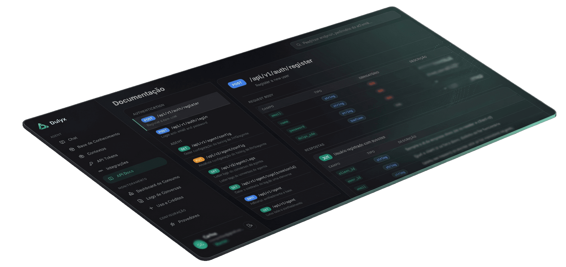 Tela de configurações da Dulyx